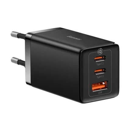 Зарядно Baseus CCGP120201 GaN5 Fast Charger 2C+U 65W EU Black