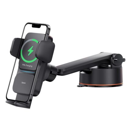 Стойка за кола Baseus Wisdom Auto Alignment Car Mount Wireless Charger 15W (Suction Base) Black