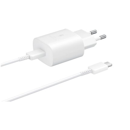 Зарядно устройство - Samsung Super Fast Travel Charger, 25W, USB-C Cable, White
