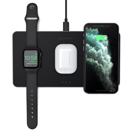 Безжично зарядно Satechi Trio Wireless Charging Pad (Apple Watch, Airpods, iPhone) - Black