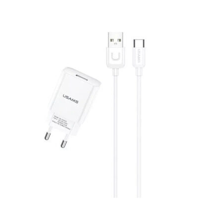 Зарядно USAMS T21 USB 2A Travel Charger + Type C Data Cable White