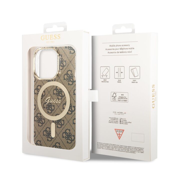 Калъф Guess 4G IML MagSafe Case for iPhone 14 Pro Brown - Image 6