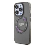 Калъф от Guess PC/TPU Flowers Ring Glossy Logo MagSafe Case за iPhone 14 Pro Max Black - Image 2