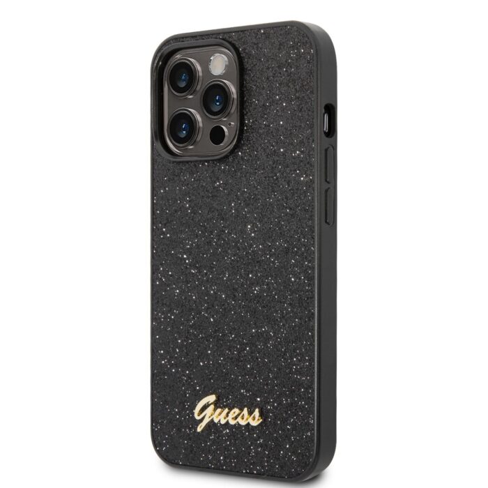 Калъф от Guess PCTPU Glitter Flakes Metal Logo Case за iPhone 14 Pro Max Black - Image 1