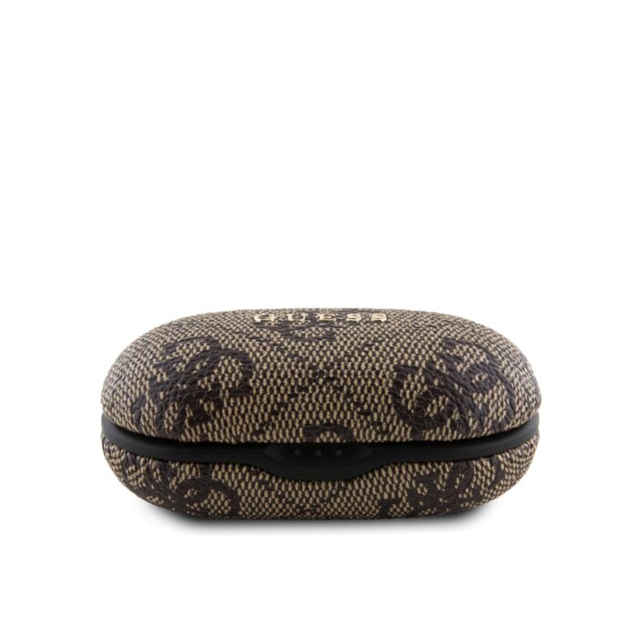 Слушалки Guess True Wireless 4G PU Metal Logo BT5.3 Stereo Earphones Brown - Image 2