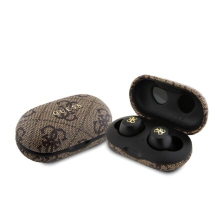 Слушалки Guess True Wireless 4G PU Metal Logo BT5.3 Stereo Earphones Brown