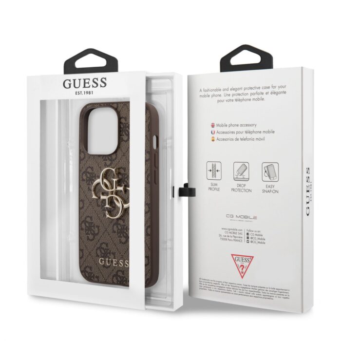 Калъф Guess PU 4G Metal Logo Case for iPhone 13 Pro Brown - Image 6