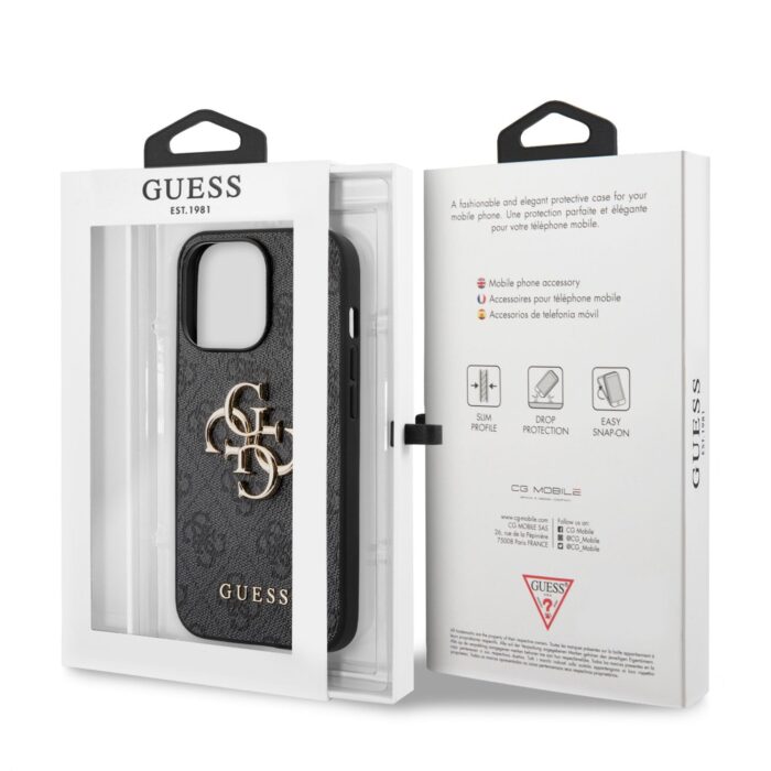 Калъф Guess PU 4G Metal Logo Case for iPhone 13 Pro Max Grey - Image 6
