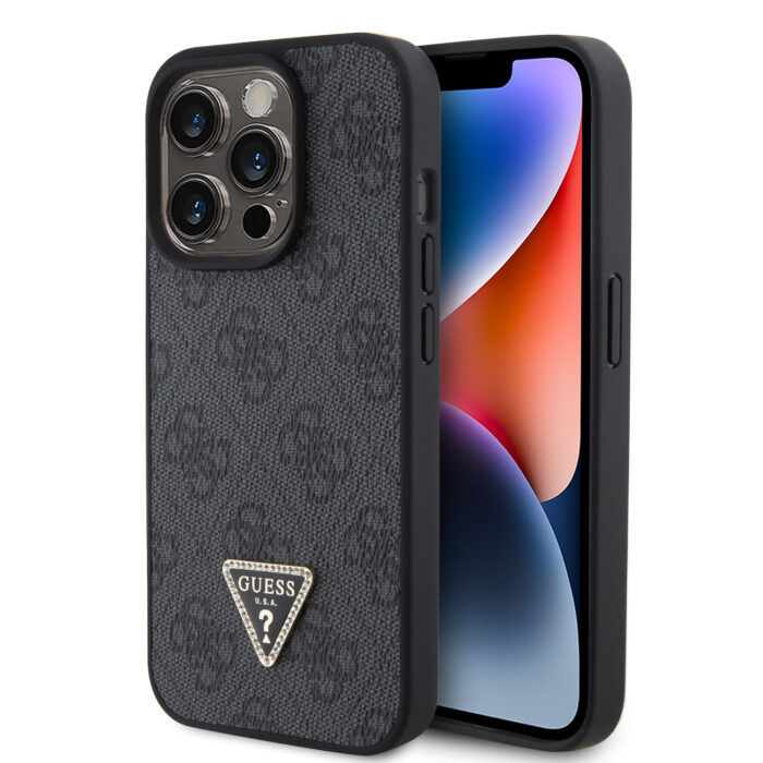 Калъф от Guess PU 4G Strass Triangle Metal Logo Case за iPhone 15 Pro Black - Image 1