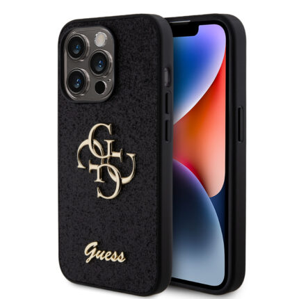Калъф от Guess PU Fixed Glitter 4G Metal Logo Case за iPhone 15 Pro Black
