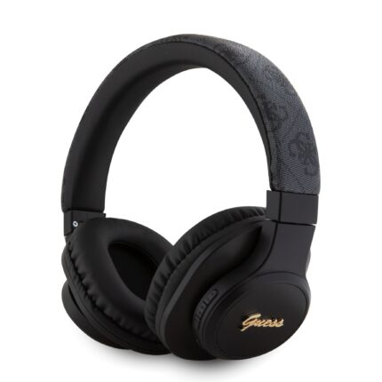 Безжични Слушалки  Guess PU Leather 4G Tone on Tone Script Logo Bluetooth Headphones - Black