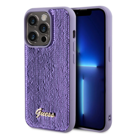Калъф от Guess за iPhone 15 Pro Max Hardcase Sequin Script Metal Purple