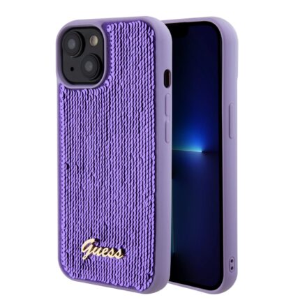 Калъф от Guess Sequin Script Logo Case за iPhone 15 Purple