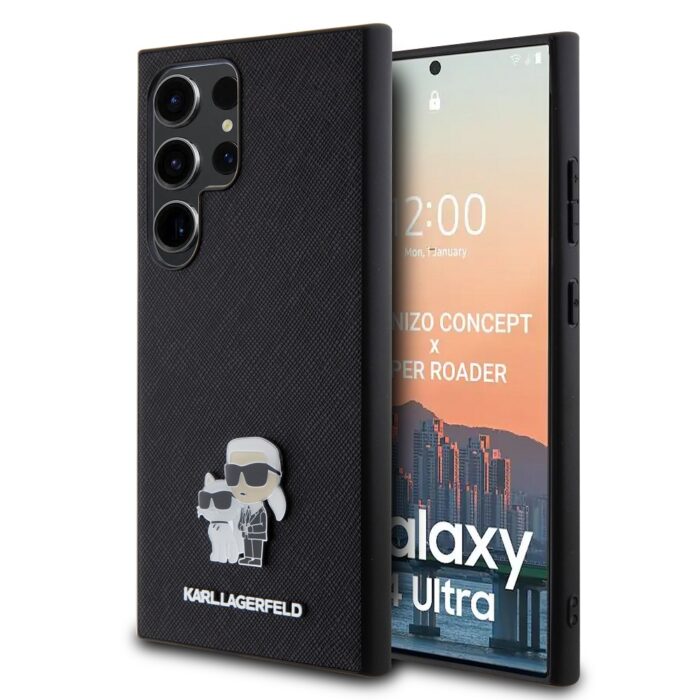 Калъф от Karl Lagerfeld PU Saffiano Metal Karl and Choupette Case за Samsung Galaxy S24 Ultra Black - Image 1