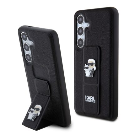 Калъф от Karl Lagerfeld за Samsung S24 Saffiano Grip Stand Metal Logo Black