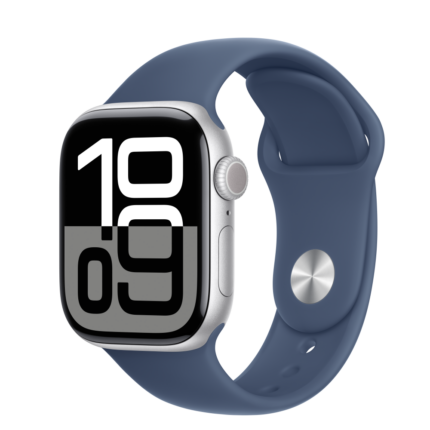 Apple Watch S10 GPS 42mm Silver Alu Case with Denim Sport Band - S/M