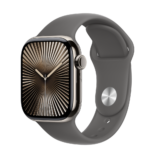 Apple Watch S10 Cellular 42mm Natural Titanium Case with Stone Grey Sport Band - S/M