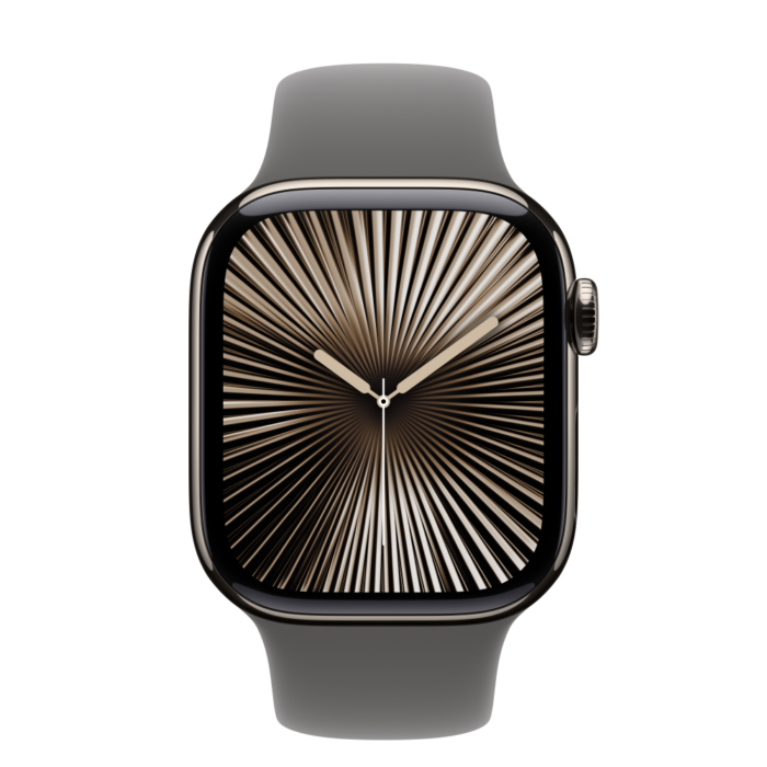 Apple Watch S10 Cellular 42mm Natural Titanium Case with Stone Grey Sport Band - S/M - Image 2