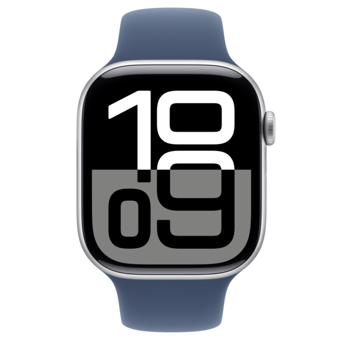 Apple Watch S10 Cellular 46mm Silver Alu Case with Denim Sport Band - S/M - Image 3
