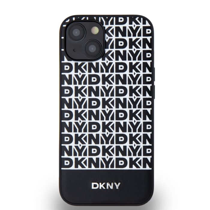 Калъф от 
DKNY PU Leather Repeat Pattern Bottom Stripe MagSafe Case за iPhone 13 Black - Image 2