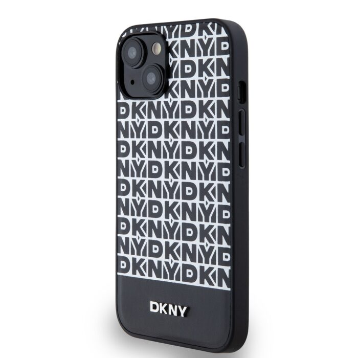 Калъф от 
DKNY PU Leather Repeat Pattern Bottom Stripe MagSafe Case за iPhone 13 Black - Image 3