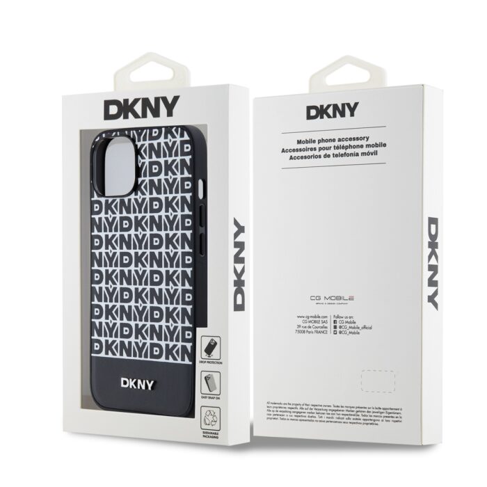 Калъф от 
DKNY PU Leather Repeat Pattern Bottom Stripe MagSafe Case за iPhone 13 Black - Image 6