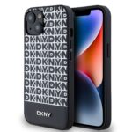 Калъф от 
DKNY PU Leather Repeat Pattern Bottom Stripe MagSafe Case за iPhone 13 Black