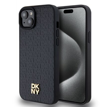 Калъф от 
DKNY PU Leather Repeat Pattern Stack Logo MagSafe Case за iPhone 13 Black