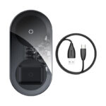 Двойно безжично зарядно на Baseus Simple 2in1 Wireless Charger, черно - Image 3