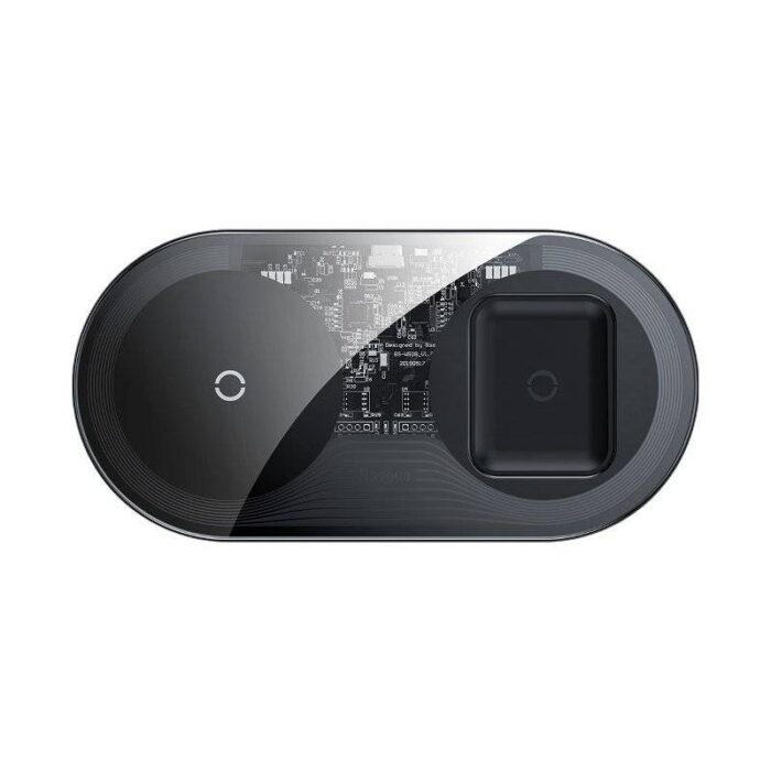 Двойно безжично зарядно на Baseus Simple 2in1 Wireless Charger, черно - Image 1