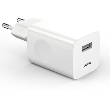 Зарядно BASEUS WALL CHARGER - USB - QC 3.0 24W 3A  WHITE