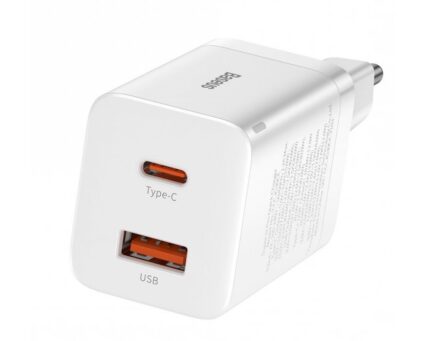 Зарядно Baseus Super Si Quick Charger USB + USB-C 30W White