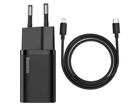 Зарядно от Baseus Super Si 1C fast charger USB Type C 20W Power Delivery + USB cable Type C - Lightning 1m Black