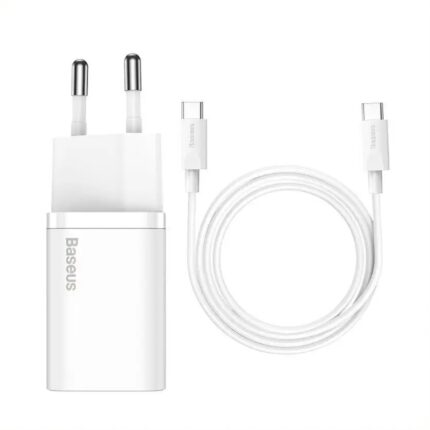 Зарядно Baseus Super Si Quick Charger USB-C 25W + Data Cable White