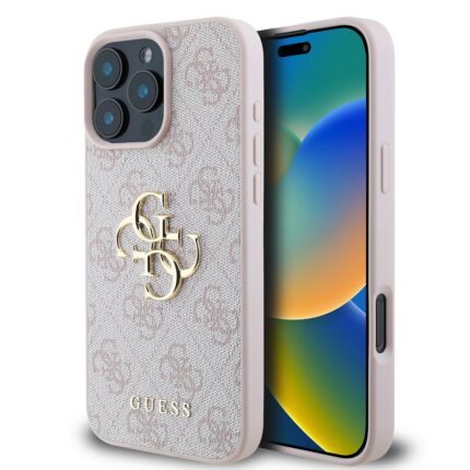 Калъф от Guess PU 4G Metal Logo Case за iPhone 16 Pro Pink