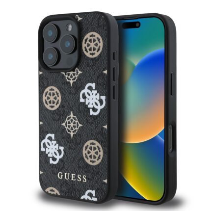 Калъф от Guess PU 4G Peony MagSafe Case за iPhone 16 Pro Black