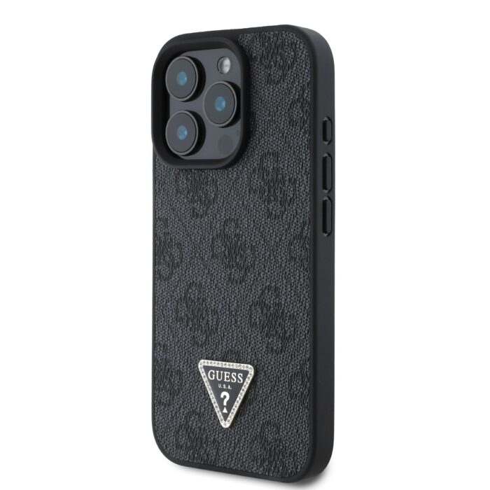 Калъф от Guess PU 4G Strass Triangle Metal Logo Case за iPhone 16 Pro Black - Image 3
