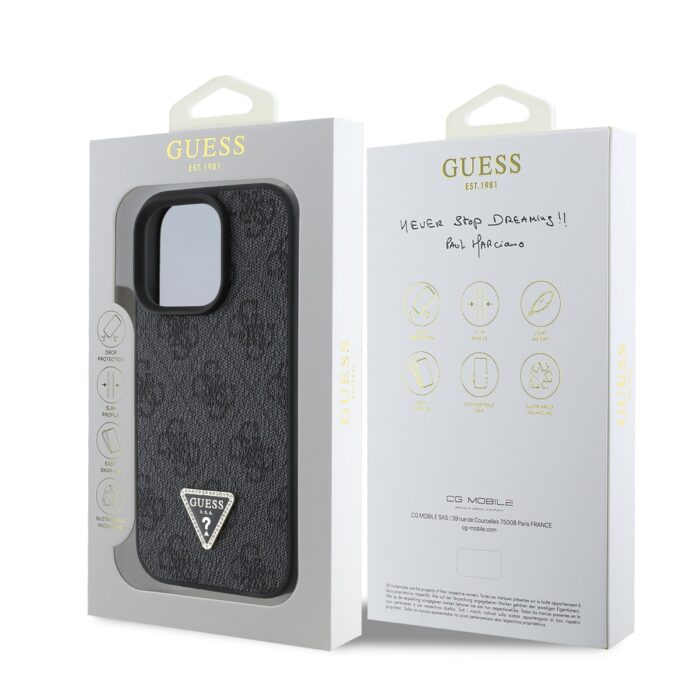 Калъф от Guess PU 4G Strass Triangle Metal Logo Case за iPhone 16 Pro Black - Image 6