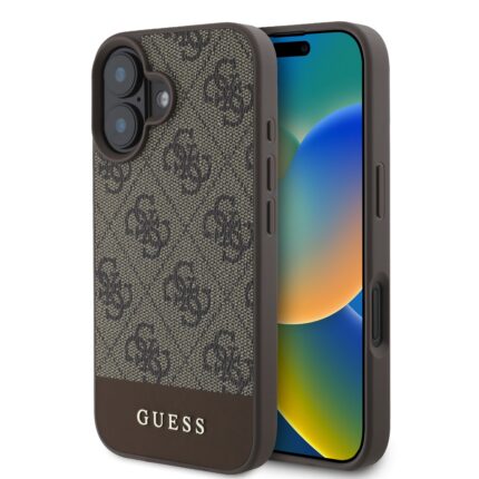 Калъф от 
Guess PU 4G Stripe за iPhone 16 Brown