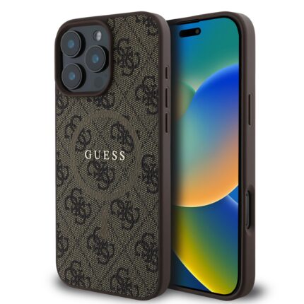 Калъф от Guess PU Leather 4G Colored Ring MagSafe Case за iPhone 16 Pro Brown