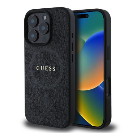 Калъф от Guess PU Leather 4G Colored Ring MagSafe за iPhone 16 Pro Max Black