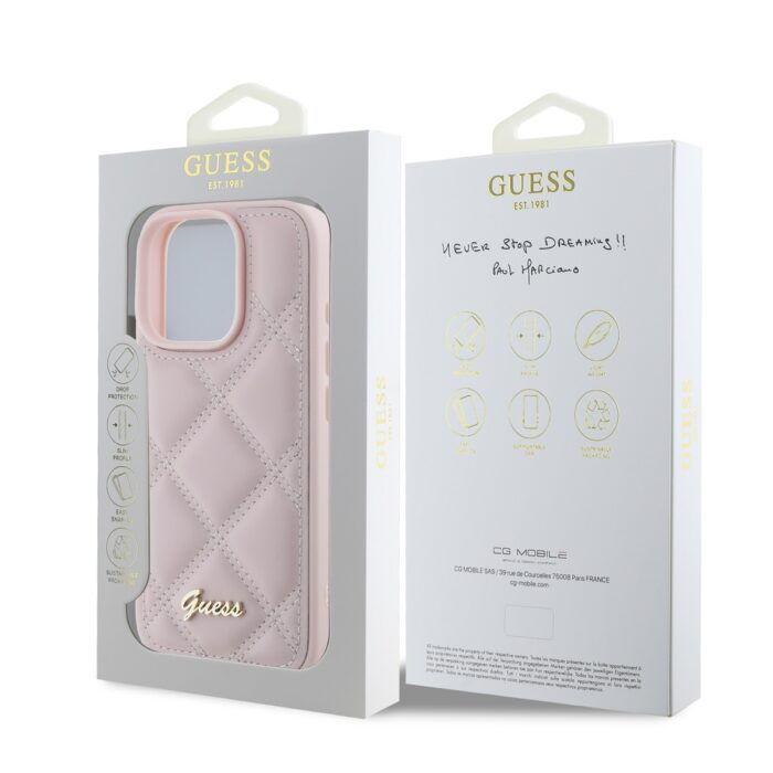 Калъф от Guess PU Leather Quilted Case за iPhone 16 Pro Max Pink - Image 6