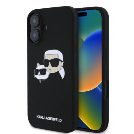 Калъф от 
Karl Lagerfeld Liquid Silicone Double Heads MagSafe за iPhone 16 Plus Black