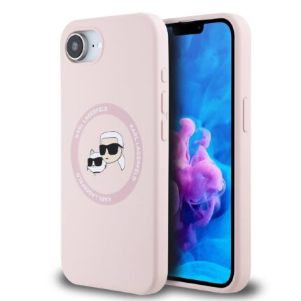 Калъф от 
Karl Lagerfeld Liquid Silicone K&CH Heads MagSafe Case за iPhone 16e Pink