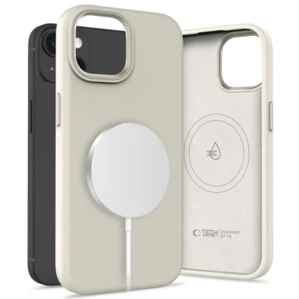 Калъф от Tech-
Protect Silicone PUZ MagSafe
 iPhone 15 Case - Beige