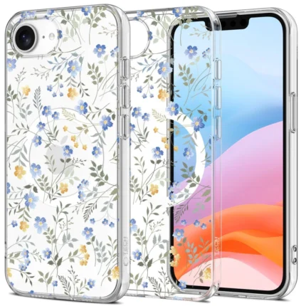 Калъф от Tech-
Protect Flex Air MagSafe iPhone
16e Case - Daisies with Leaves