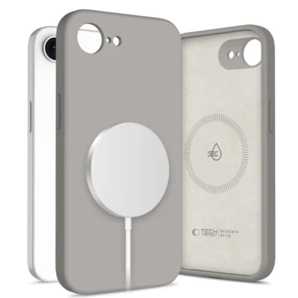 Калъф от Tech-
Protect Liquid Silicone MagSafe
 iPhone 16e Case - Gray