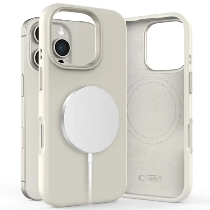Калъф от Tech-Protect Silicone PU MagSafe
 Case за iPhone 16 Pro Max - Beige