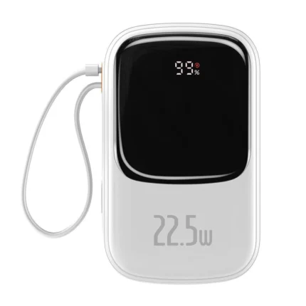 Външна Батерия Baseus
Qpow Digital Display powerbank
with fast charging 20000mAh
22.5W QC/PD/SCP/FCP with built-in
USB-C cable white