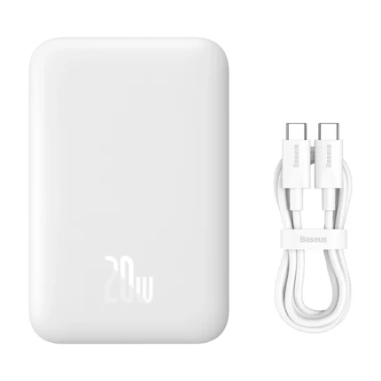 Външна Батерия Baseus
Magnetic Mini Air PPCXM06A 
6000mAh 20W Power Bank with
 Simple Series USB-C Cable - White